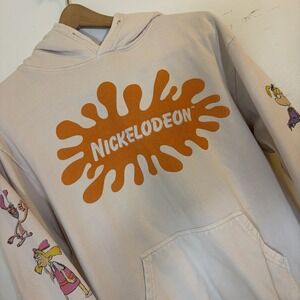 Hoodie Nickelodeon M 90s Cartoon Adult Vintage Wash Rugrats Catdog Reptar Arnold